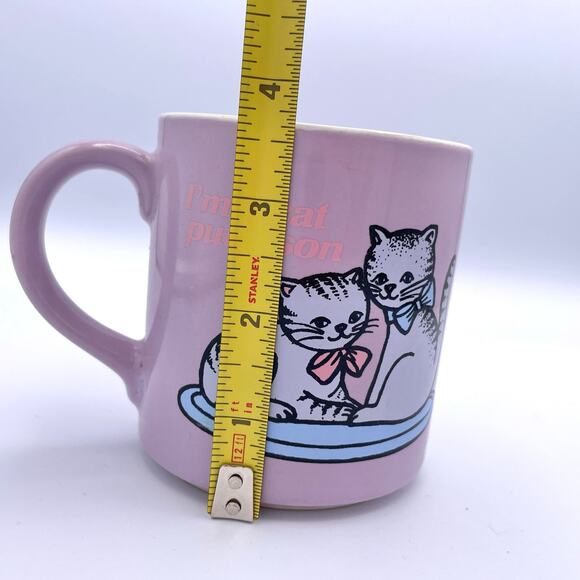 Vintage Mt Clemens Pottery Purple Cat Coffee Tea Mug "I'm a cat purr-son" - Picture 10 of 11